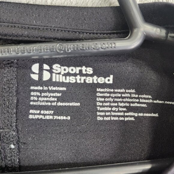 Womens Black Sports Illustrated Open Back Tee Top Shirt Long Sleeve Size XL - Picture 6 of 15